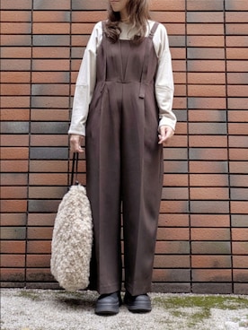 「アイテム（サロペット/オーバーオール）」を使った、sasa0601さん（レディース・156cm）の冬コーディネート