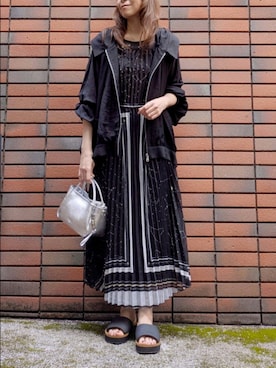「KATHARINE ROSS（キャサリンロス）の【KATHARINE ROSS】シアーフーディブルゾン（ブルゾン、ブラック系）」を使った、sasa0601さん（レディース・156cm）の春コーディネート