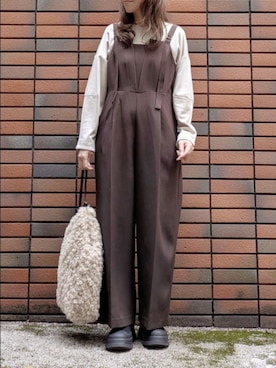 「アイテム（サロペット/オーバーオール）」を使った、sasa0601さん（レディース・156cm）の冬コーディネート