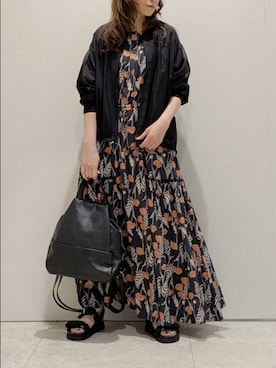 「花柄ワンピース」｜sasa0601さん（レディース・156cm）の春コーディネート