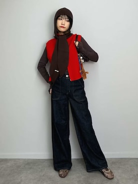 「アイテム（キーホルダー）」を使った、ISSAさん（レディース・163cm）の秋コーディネート