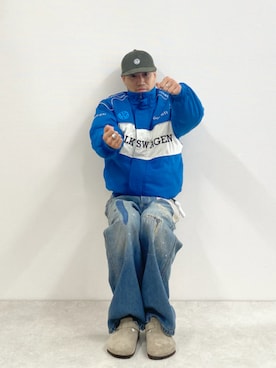 「レーシングジャケット」｜「アイテム（その他アウター）」を使った、ISSAさん（メンズ・170cm）の秋コーディネート
