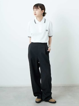 「アイテム（ポロシャツ）」を使った、ISSAさん（レディース・149cm）の夏コーディネート
