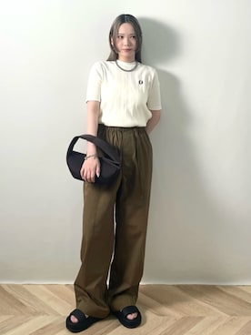 「FRED PERRY（フレッドペリー）のアイテム」を使った、ISSAさん（レディース・153cm）の夏コーディネート