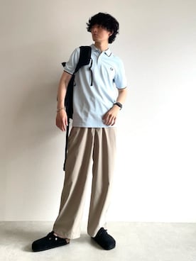 「FRED PERRY（フレッドペリー）のアイテム」を使った、ISSAさん（骨格ストレート・メンズ・176cm）の夏コーディネート