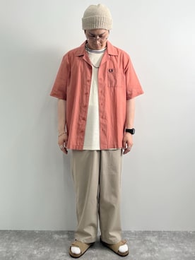 「FRED PERRY（フレッドペリー）のアイテム」を使った、ISSAさん（メンズ・173cm）の夏コーディネート