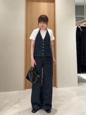 「mystic（ミスティック）のフラワーデニムSETUP（ワンピース、ブルー系）」を使った、mmisakkiさん（レディース・160cm）の春コーディネート
