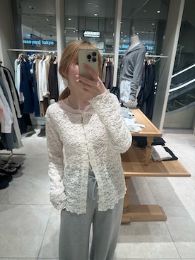 「mystic（ミスティック）のチュールタグシアーロンT（Tシャツ/カットソー、ピンク系）」を使った、mmisakkiさん（レディース・160cm）の春コーディネート
