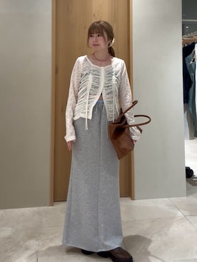 「mystic（ミスティック）のベルト付きマルチBAG（トートバッグ、イエロー系）」を使った、mmisakkiさん（レディース・160cm）の春コーディネート