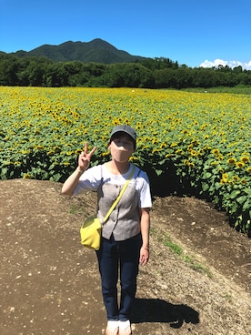 「COHINA（コヒナ）のCOHINA DENIM スリムストレート 【低身長・小柄女性】（デニムパンツ）」を使った、めぐさん（レディース・152cm・20代）の夏コーディネート