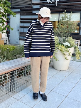 「スキッパーニット」｜「アイテム（帽子）」を使った、モトキさん（レディース・160cm）の冬コーディネート
