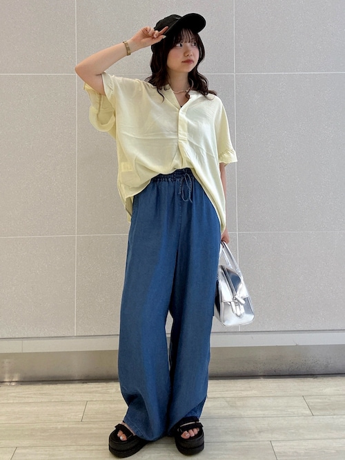 セール】リネンデニムイージーワイドパンツ（デニムパンツ