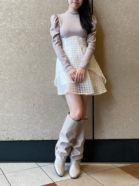 「dazzlin（ダズリン）のアイテム（その他アウター）」を使った、reikaさん（レディース・155cm）の秋コーディネート