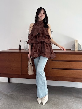 「dazzlin（ダズリン）のクロスベルトパンプス（パンプス、ホワイト系）」を使った、reikaさん（レディース・155cm）の夏コーディネート