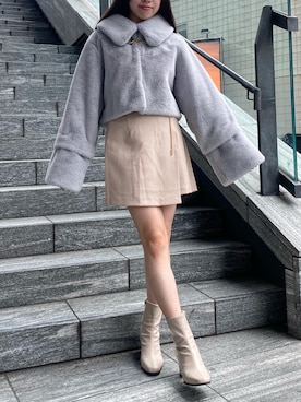 「dazzlin（ダズリン）のアイテム（その他アウター）」を使った、reikaさん（レディース・155cm）の秋コーディネート