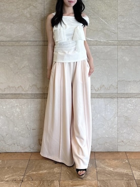 「dazzlin（ダズリン）のジュート厚底サンダル（サンダル、ブラック系）」を使った、reikaさん（レディース・155cm）の夏コーディネート