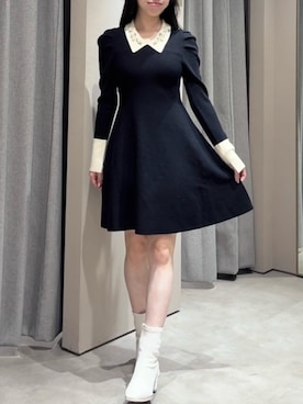 「ニット/セーター」｜「アイテム（ワンピース/ドレス）」を使った、reikaさん（レディース・155cm）の秋コーディネート