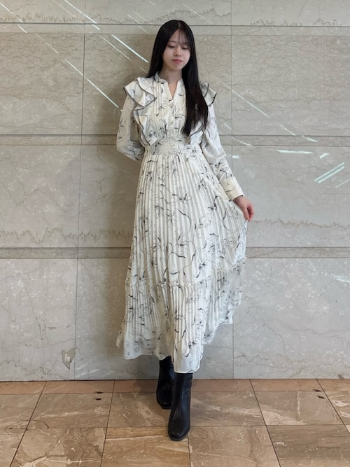 セール】【WEB限定カラーあり】ダブルフリルフラワープリーツ