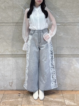 「dazzlin（ダズリン）のコンパクトショートブーツ（ブーツ、ホワイト系）」を使った、reikaさん（レディース・155cm）の秋コーディネート