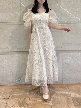 「dazzlin（ダズリン）の2WAYチュールスリーブドレス（Dress、ホワイト系）」を使った、reikaさん（レディース・155cm）の春コーディネート