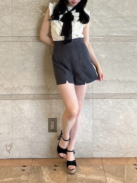 「dazzlin（ダズリン）の2WAYボウタイプリーツフリルブラウス（シャツ/ブラウス、その他）」を使った、reikaさん（レディース・155cm）の夏コーディネート
