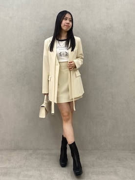 「dazzlin（ダズリン）のアイテム（ジャケット/アウター）」を使った、reikaさん（レディース・155cm）の春コーディネート