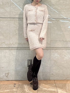 「アイテム（ノーカラージャケット）」を使った、reikaさん（レディース・155cm）の冬コーディネート