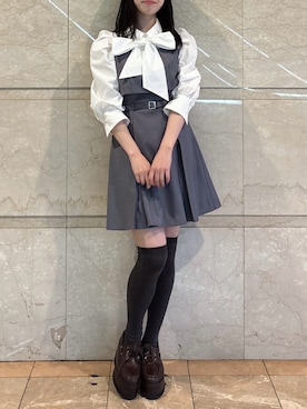 「dazzlin（ダズリン）のレースアップローファー（Loafers、ブラウン系）」を使った、reikaさん（レディース・155cm）の春コーディネート