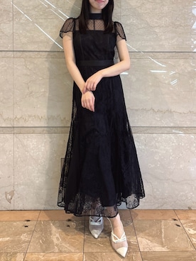 「dazzlin（ダズリン）のMIXレースマーメイドドレス（Dress、ブラック系）」を使った、reikaさん（レディース・155cm）の春コーディネート
