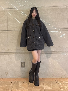 「アイテム（ブルゾン、グレー系）」を使った、reikaさん（レディース・155cm）の秋コーディネート