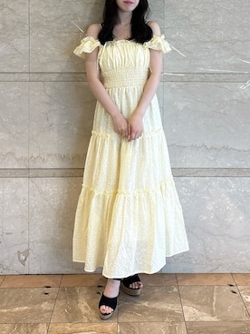 「dazzlin（ダズリン）のジュート厚底サンダル（サンダル、ブラック系）」を使った、reikaさん（レディース・155cm）の夏コーディネート