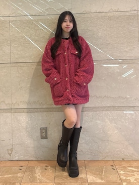 「アイテム（ブルゾン、レッド系）」を使った、reikaさん（レディース・155cm）の秋コーディネート