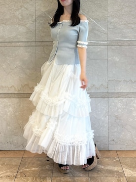 「dazzlin（ダズリン）のジュート厚底サンダル（サンダル、ブラック系）」を使った、reikaさん（レディース・155cm）の夏コーディネート