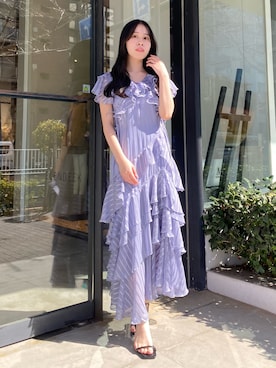 「春ニット」｜「アイテム（ワンピース）」を使った、reikaさん（レディース・155cm）の春コーディネート