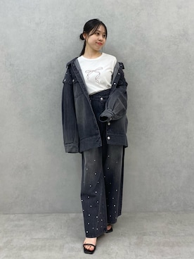 「dazzlin（ダズリン）のアイテム（デニムジャケット）」を使った、reikaさん（レディース・155cm）の夏コーディネート