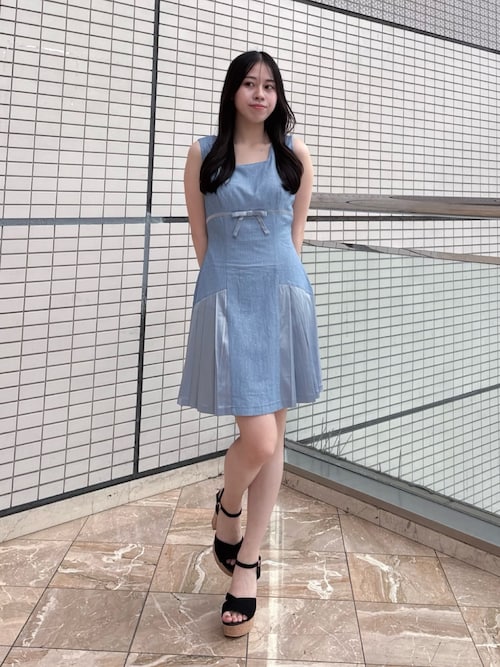 ワンピースドレス ドットチュール袖×花柄総レースフィッシュテールフォーマル