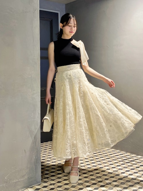 ニット セーター ワンショルリボンノースリトップス レディース dazzlin ニット セーター ワンショルリボンノースリトップス