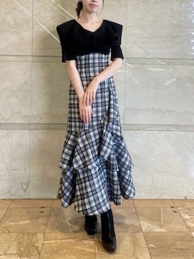 「春ニット」｜「アイテム（ワンピース）」を使った、reikaさん（レディース・155cm）の春コーディネート