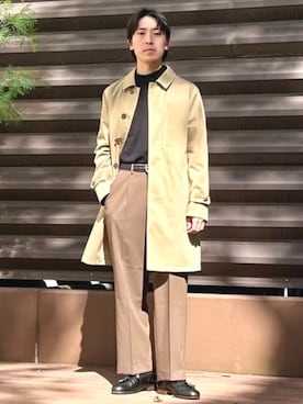 「アイテム（ステンカラーコート）」を使った、BEAMS HEART MENさん（メンズ・170cm）の秋コーディネート