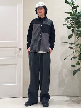 「アイテム（スラックス）」を使った、BEAMS HEART MENさん（メンズ・180cm）の秋コーディネート