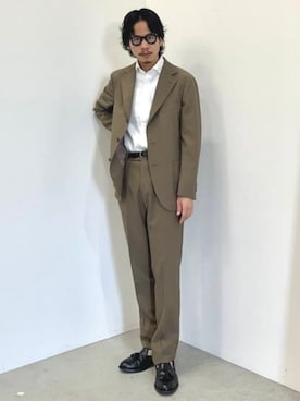 「アイテム（テーラードジャケット、ベージュ系）」を使った、BEAMS HEART MENさん（メンズ・175cm）の秋コーディネート