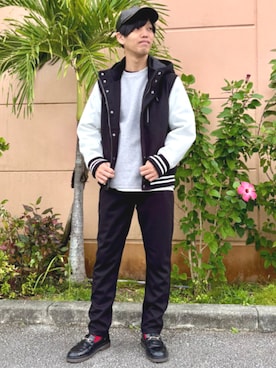 「アイテム（スタジャン）」を使った、BEAMS HEART MENさん（メンズ・173cm）の秋コーディネート