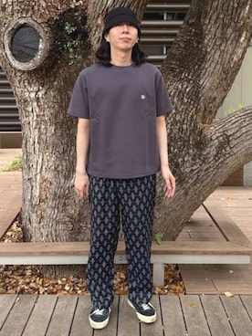 「BEAMS HEART（ビームスハート）の【ユニセックス】セーラー ハット（ハット、ブラック系）」を使った、BEAMS HEART MENさん（メンズ・170cm）の春コーディネート