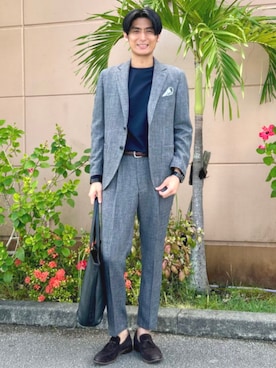 「アイテム（ビジネスバッグ）」を使った、BEAMS HEART MENさん（メンズ・178cm）の夏コーディネート