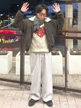 「アイテム（マフラー）」を使った、BEAMS HEART MENさん（メンズ・173cm）の秋コーディネート