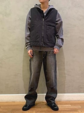 「秋服」｜「アイテム（ベスト、グレー系）」を使った、BEAMS HEART MENさん（メンズ・177cm）の秋コーディネート