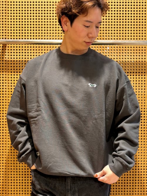 PINUE ダークグレー クルーネック スウェット セール】【EXCLUSIVE】PENNEY'S / FOX 裏毛クルーネック スウェット