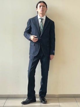 「アイテム（ネクタイ、グリーン系）」を使った、BEAMS HEART MENさん（メンズ・175cm）の秋コーディネート