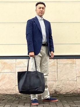 「アイテム（ビジネスバッグ）」を使った、BEAMS HEART MENさん（メンズ・169cm）の秋コーディネート