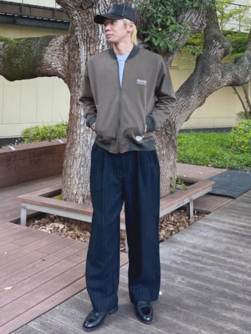 2色展開】起毛 ストライプ 2タック ワイドパンツ（スラックス）｜BEAMS